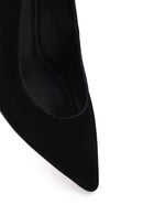 Woman Black Short Thin-Heeled Suede Stiletto | Derimod