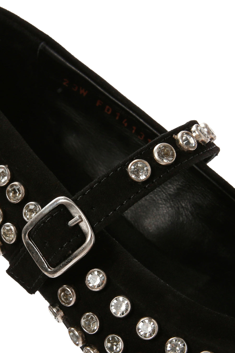 Woman Black Embellished Leather Ballet Flat