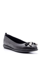 Women's Snake Detailed Leather Ballerinas | Derimod