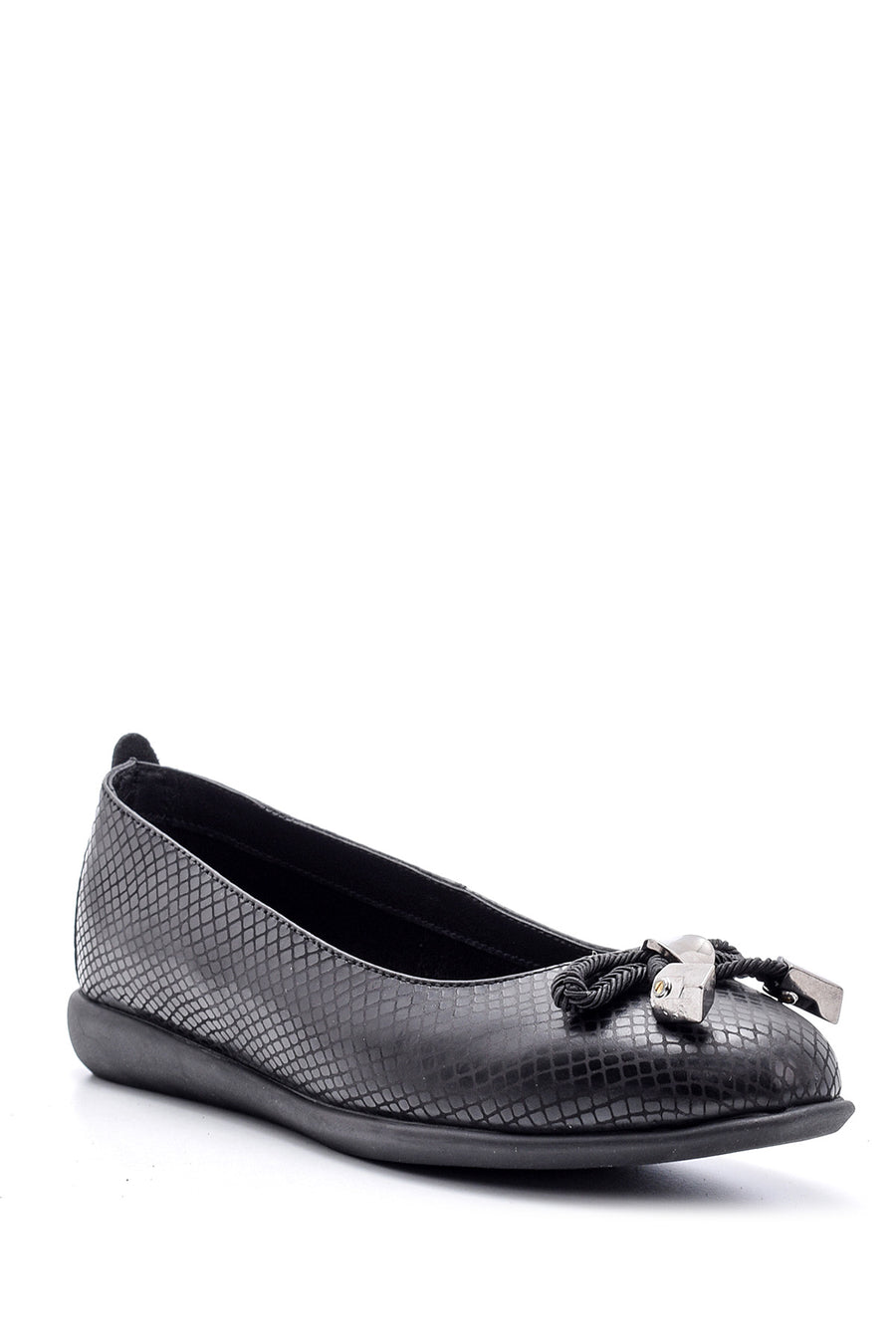 Women's Snake Detailed Leather Ballerinas