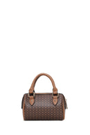 Woman Brown Long-Strap Printed Mini Crossbody Bag | Derimod