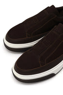 Male Brown Thick-Soled Nubuck Leather Sneaker | Derimod
