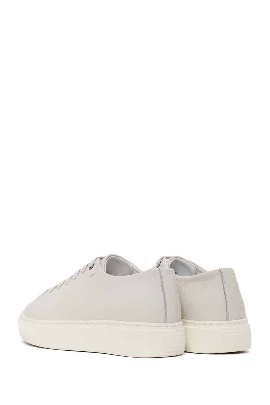 Male White Lace-Up Leather Sneaker