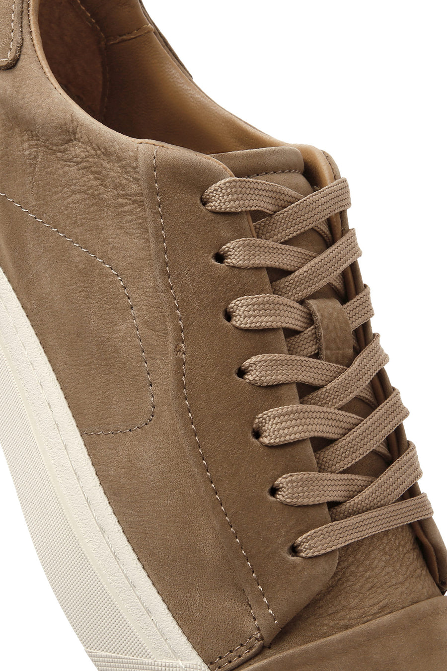 Erkek Bej Bağcıklı Nubuk Deri Sneaker