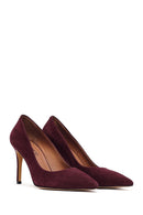 Kadın Bordo İnce Topuklu Süet Deri Stiletto | Derimod