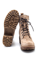 Women's Beige Suede Leather Boots | Derimod