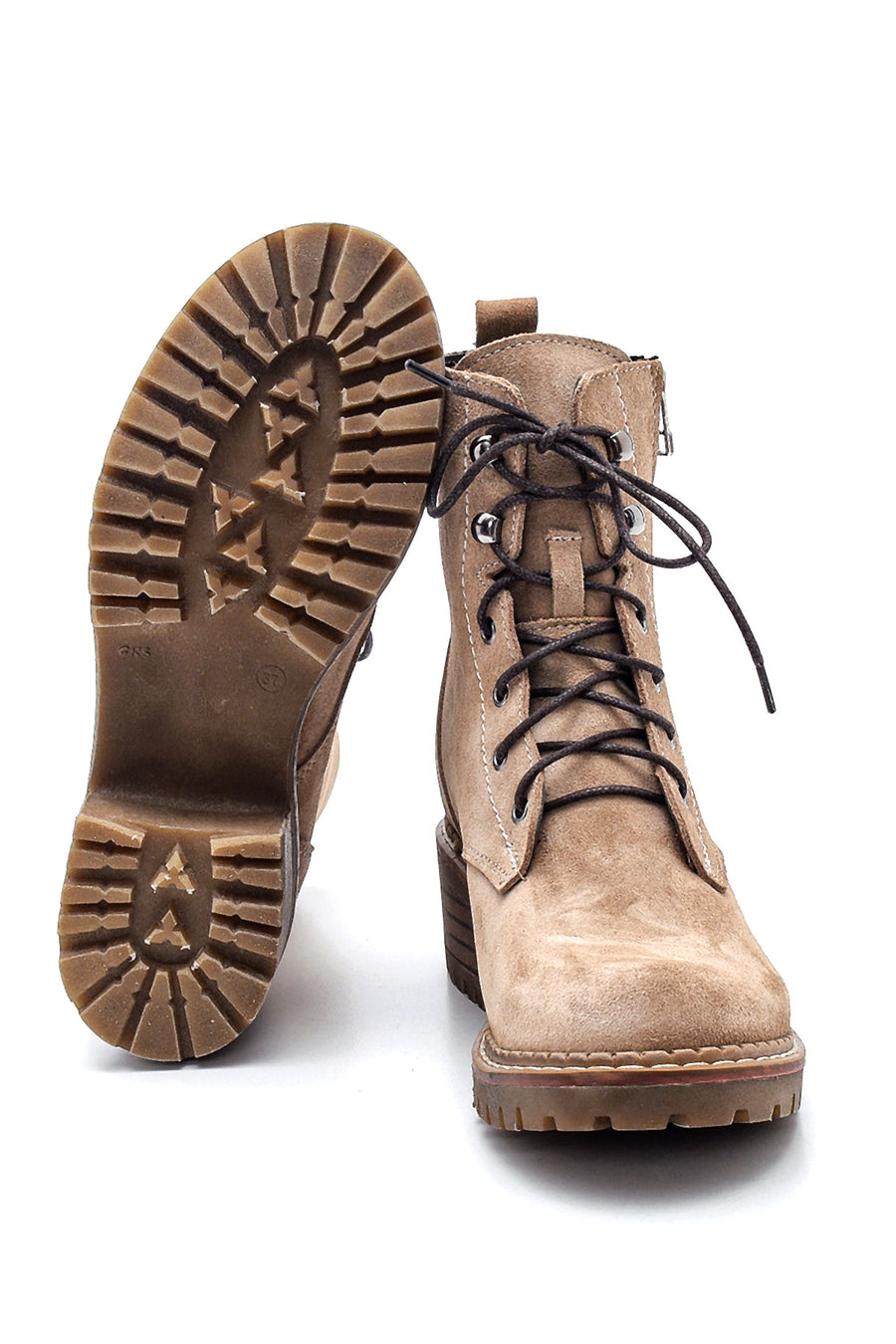 Women's Beige Suede Leather Boots