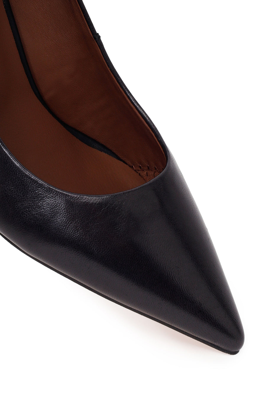 Woman Black Thin-Heeled Leather Stiletto