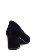 Women's Black Suede Leather Heeled Shoes | Derimod