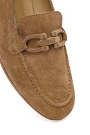Women's Tan Suede Leather Loafer | Derimod