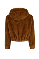 Arosa Kadın Camel Kapüşonlu Oversize Teddy Mont | Derimod