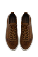 Men's Tan Lace-Up Chunky Sole Printed Leather Sneaker | Derimod