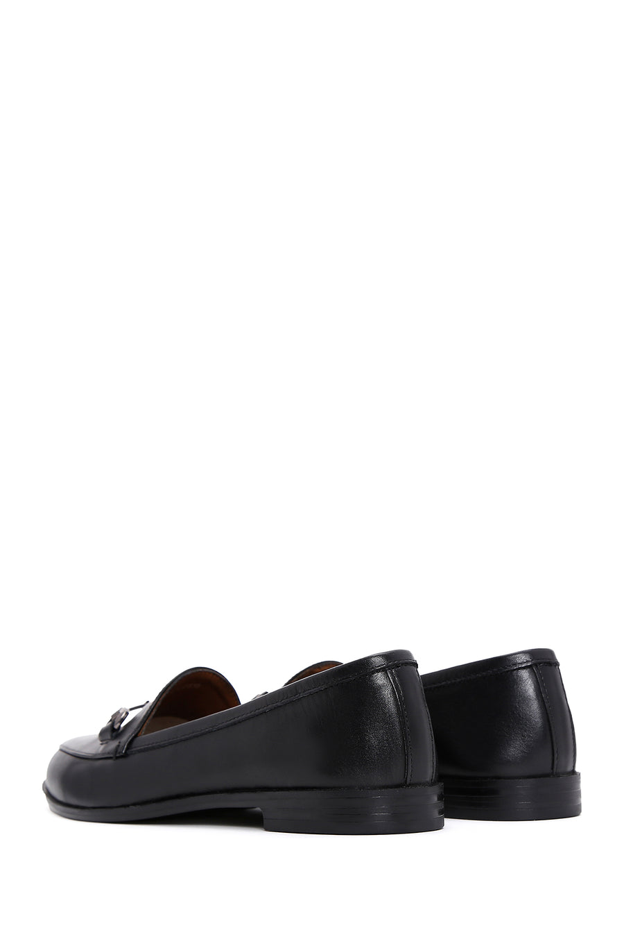 Women's Black Leather Masculine Loafer