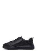 Erkek Siyah Bağcıklı Kalın Tabanlı Deri Sneaker | Derimod