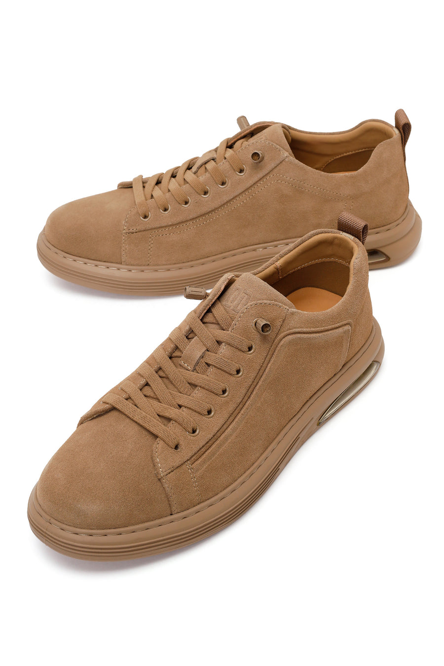 Male Beige Lace-up Suede Leather Sneaker