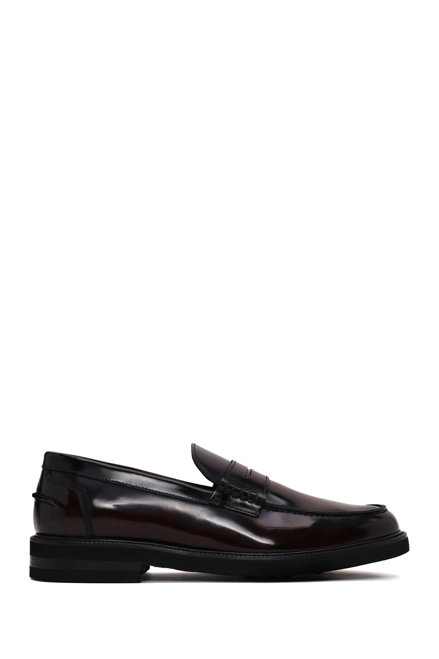 Male Burgundy Leather Casual Loafer WM820013DA | Derimod