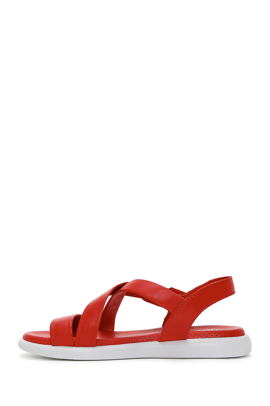 Women's Red Leather Comfort Sandals