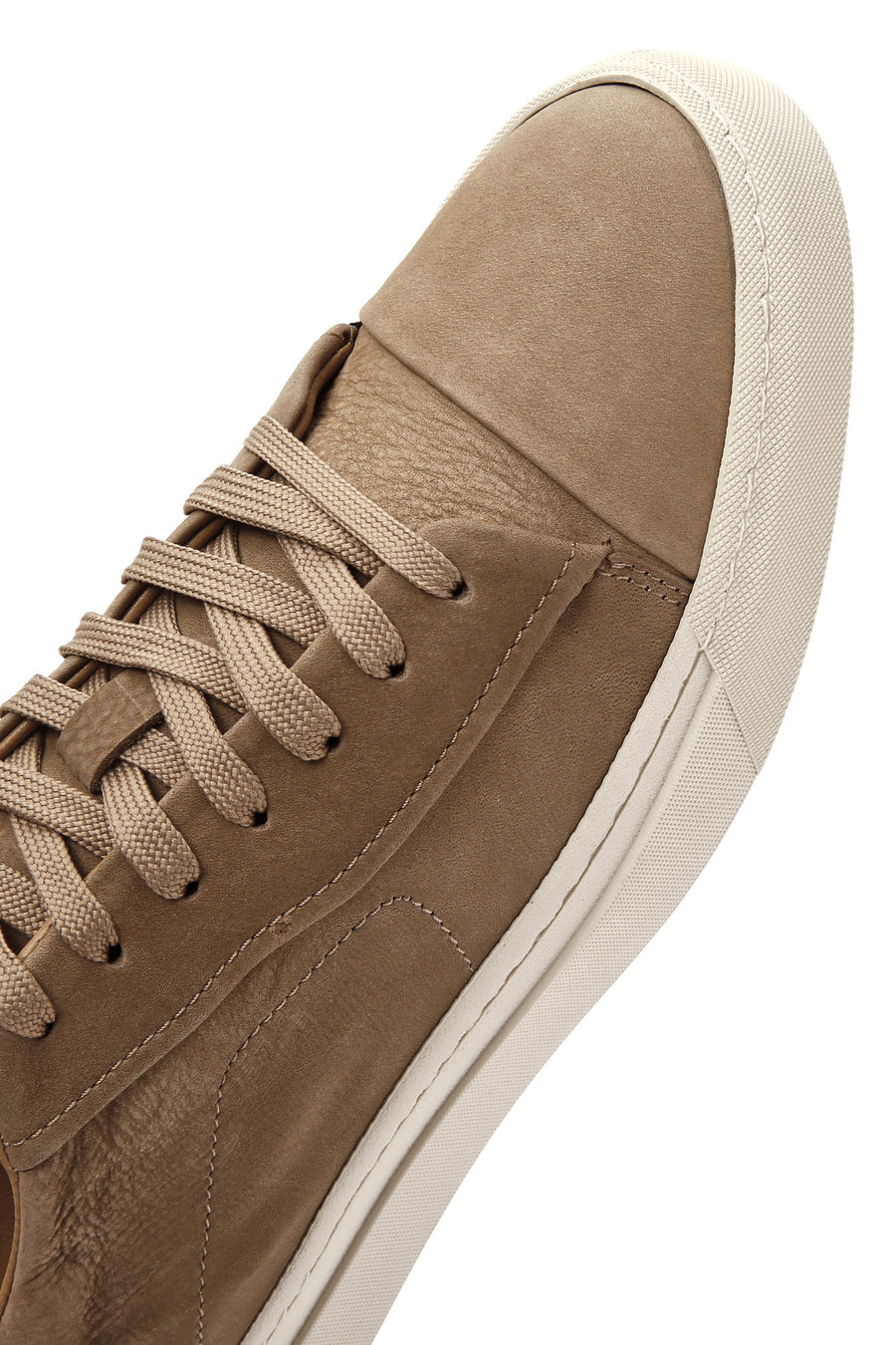 Erkek Bej Bağcıklı Nubuk Deri Sneaker