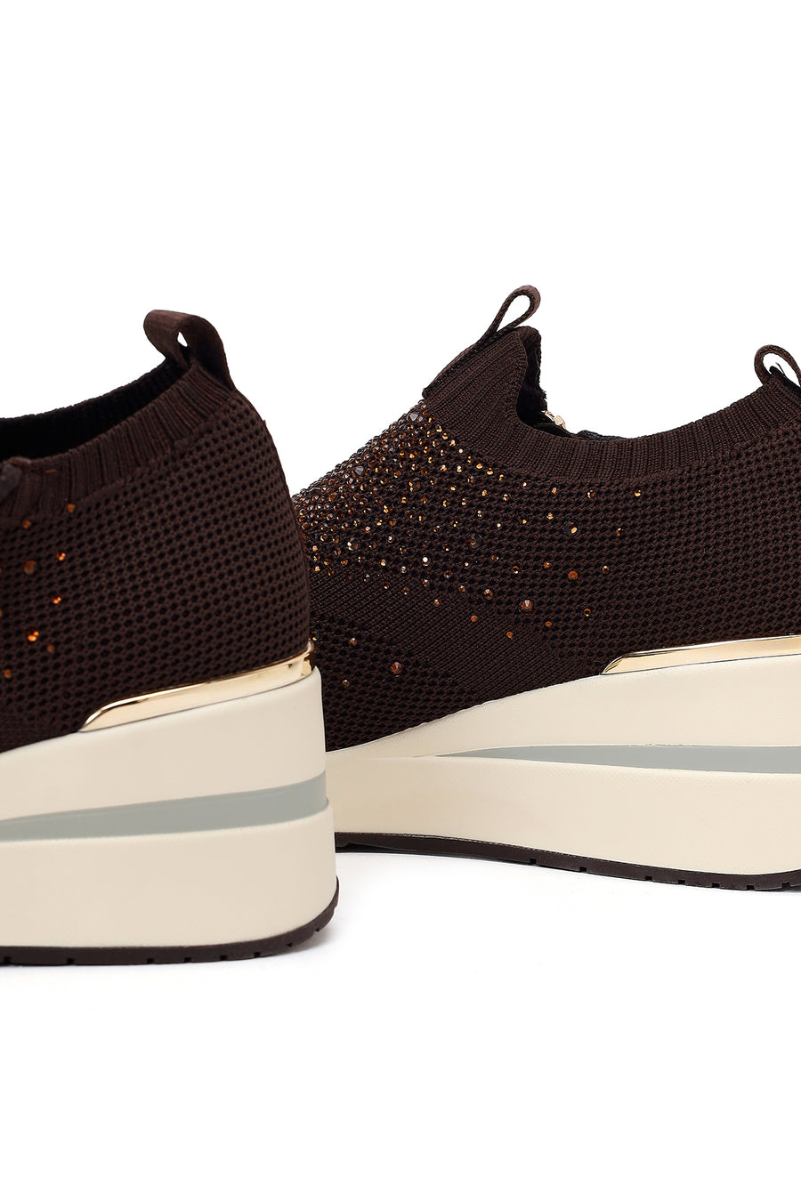 Derimod Zero Kadın Kahverengi Fermuarlı Dolgu Topuklu Kumaş Sneaker
