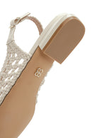 Women's Cream Knitted Open Back Ballerinas | Derimod