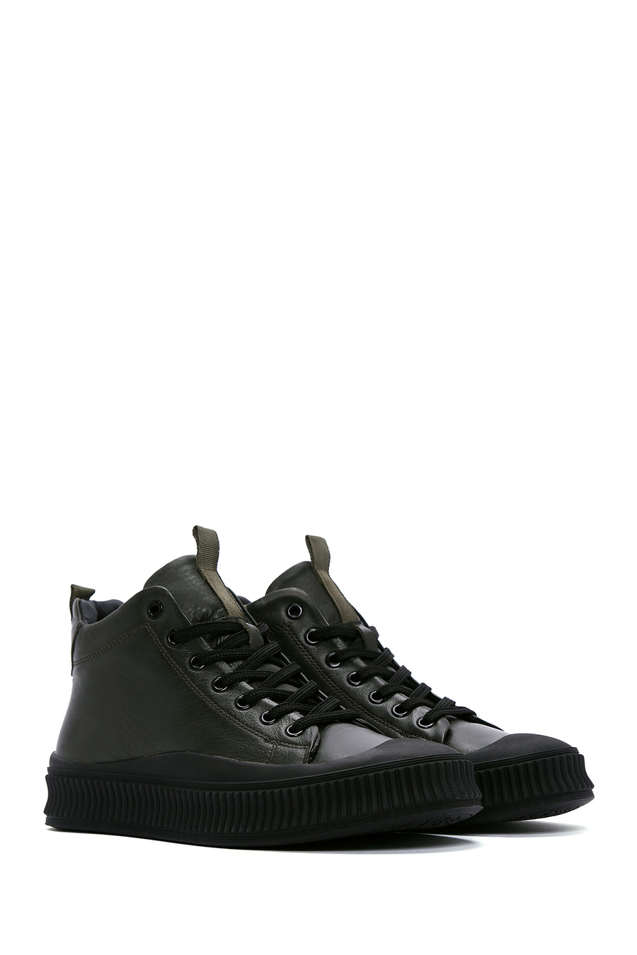 Men's Khaki Leather High Top Sneaker