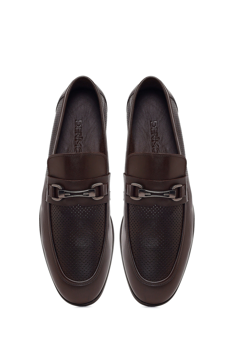 Erkek Kahverengi Tokalı Deri Casual Loafer