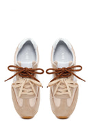 Women's Beige Lace-up Leather Sneaker | Derimod