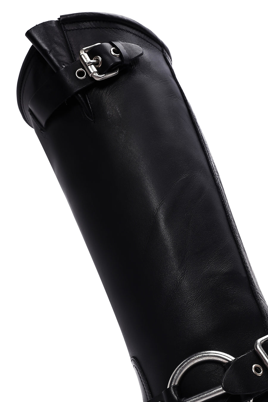 Women's Black Leather Buckle Boots