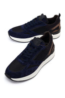 Erkek Lacivert Bağcıklı Deri Casual Sneaker | Derimod