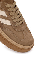 Kadın Taba Bağcıklı Kalın Tabanlı Süet Deri Sneaker | Derimod
