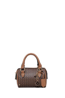Woman Brown Long-Strap Printed Mini Crossbody Bag | Derimod