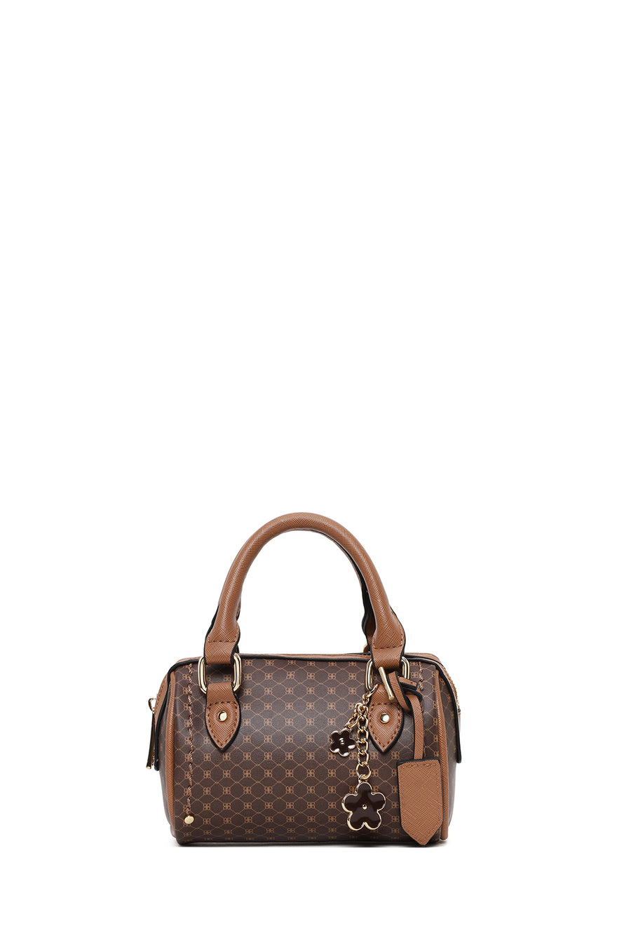 Woman Brown Long-Strap Printed Mini Crossbody Bag