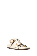 Woman Cream Double-Buckle Slippers | Derimod
