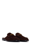 Woman Brown Suede Slipper | Derimod