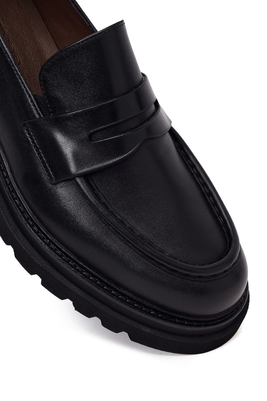 Male Black Thick-Soled Leather Loafer