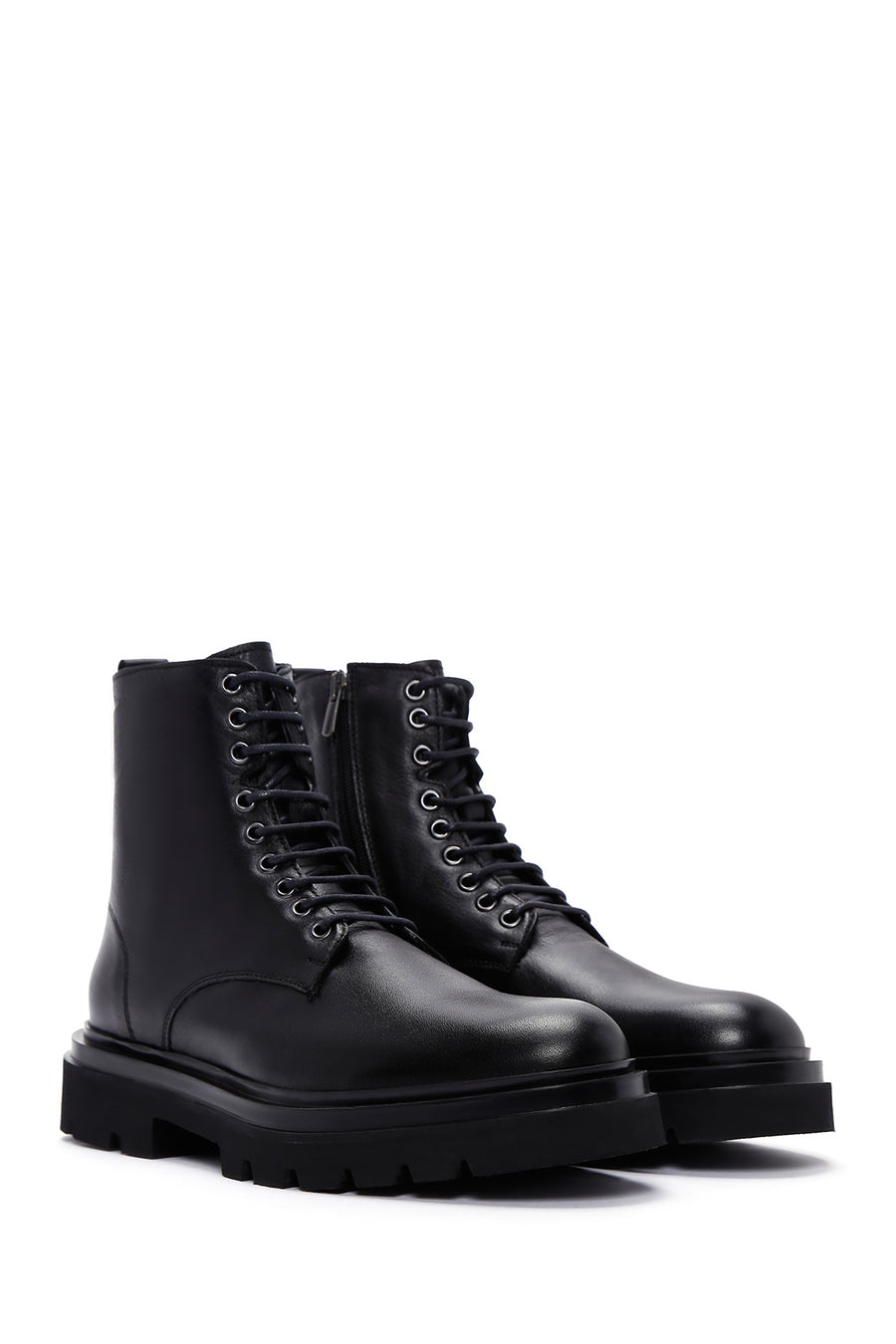 Men's Black Leather Zippered Boots