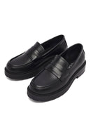 Kadın Siyah Kalın Tabanlı Deri Maskülen Loafer | Derimod