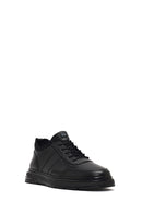 Erkek Siyah Bağcıklı Deri Sneaker | Derimod