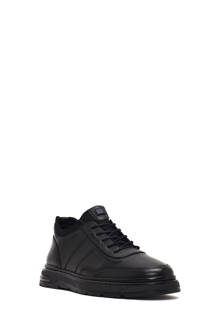 Erkek Siyah Bağcıklı Deri Sneaker