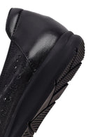Women's Black Patterned Leather Ballet Flats | Derimod