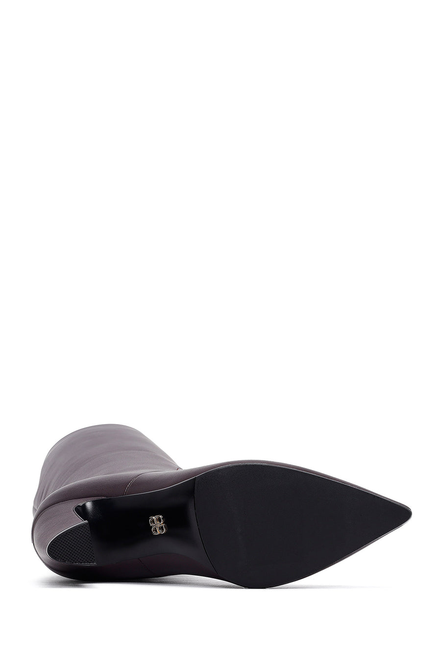 Women's Burgundy Thick Heeled Leather Boot