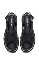 Women's Black Buckled Leather Sandals | Derimod
