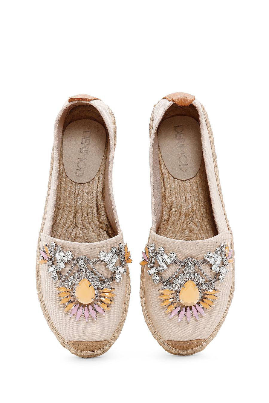 Women's Beige Stoned Leather Espadrilles