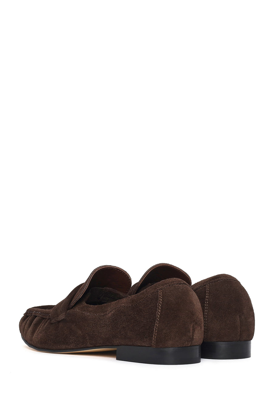 Kadın Kahverengi Süet Deri Maskülen Loafer