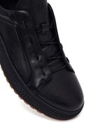 Erkek Siyah Bağcıklı Deri Sneaker | Derimod
