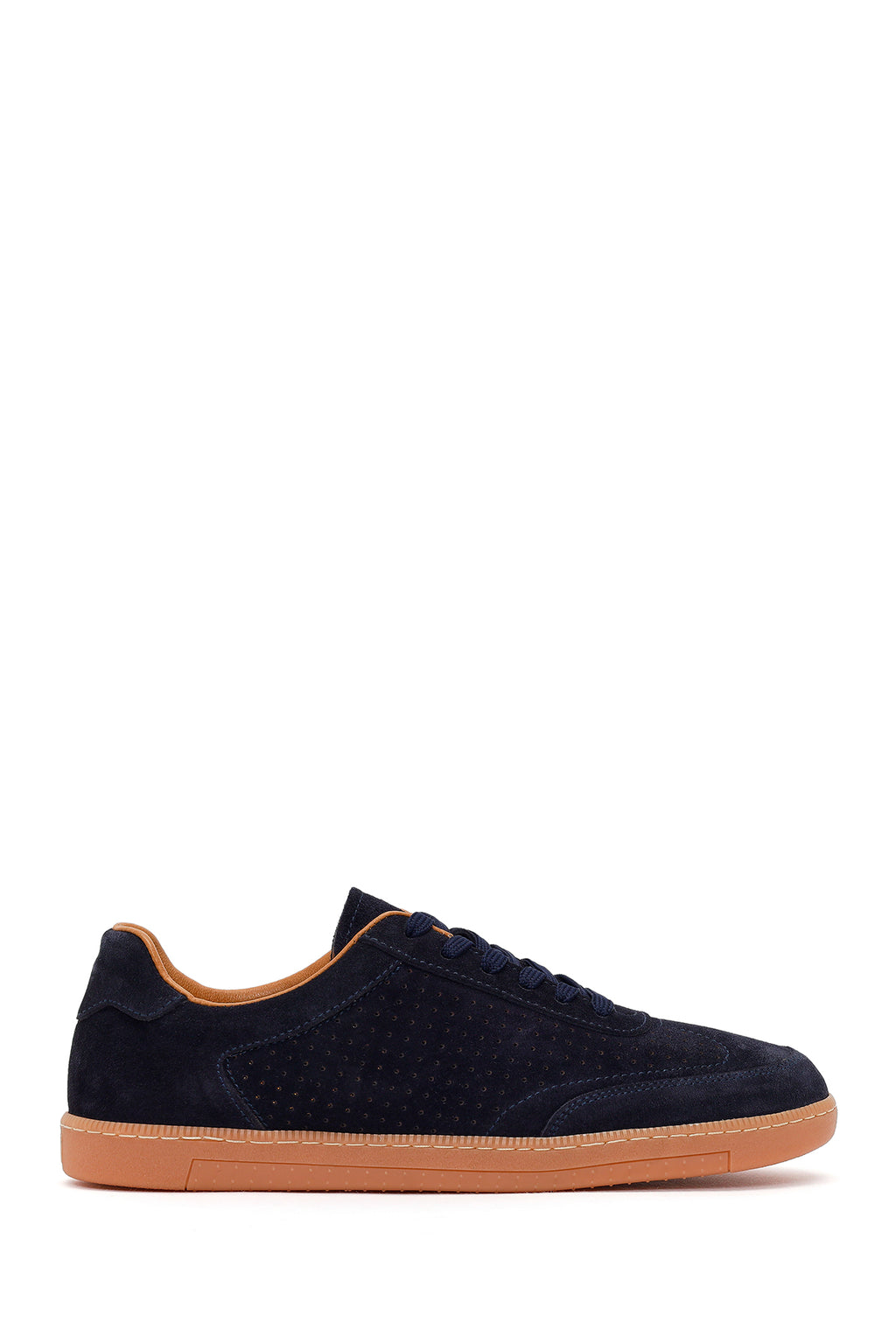 Erkek Lacivert Bağcıklı Süet Deri Sneaker