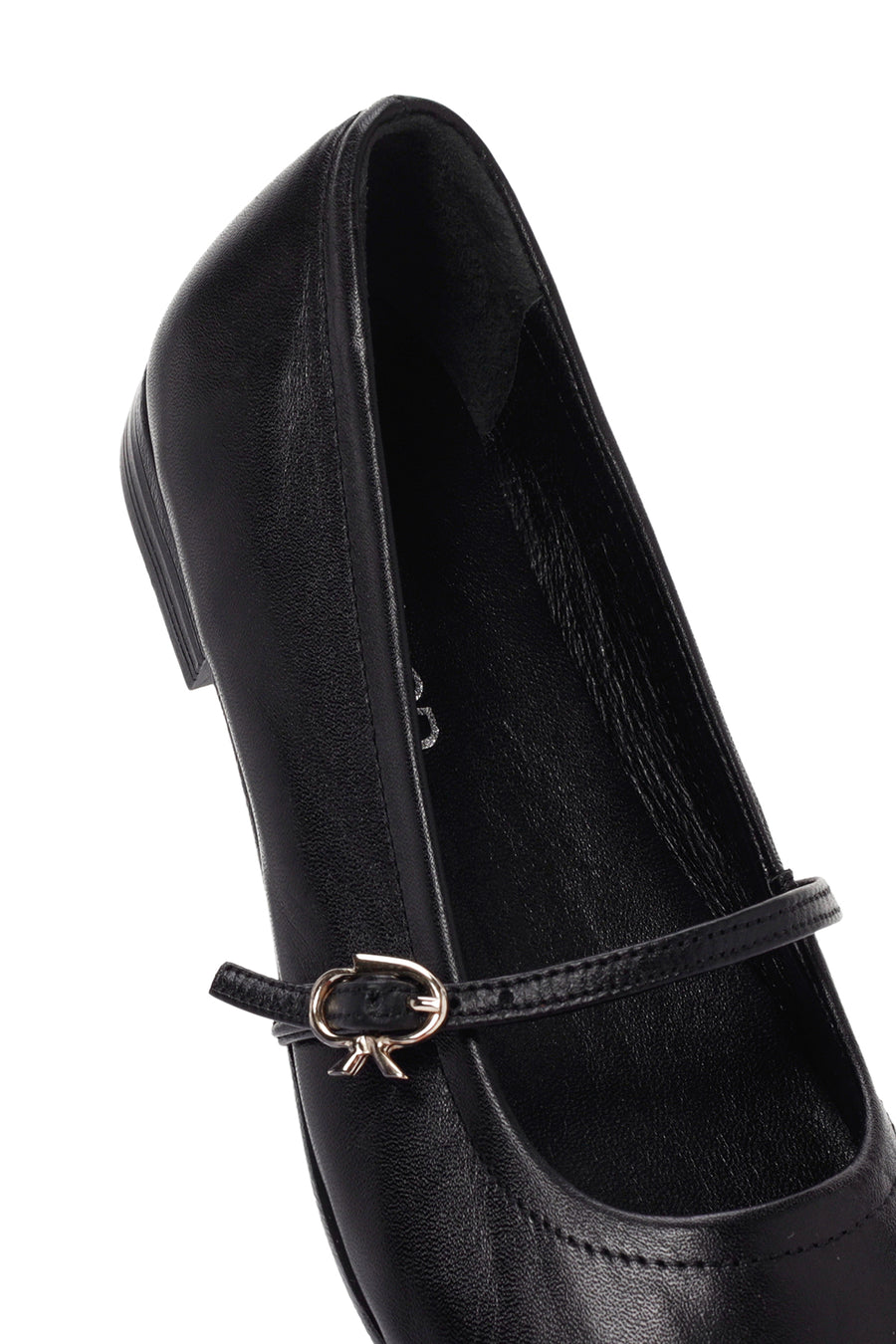 Kadın Siyah Bantlı Deri Babet