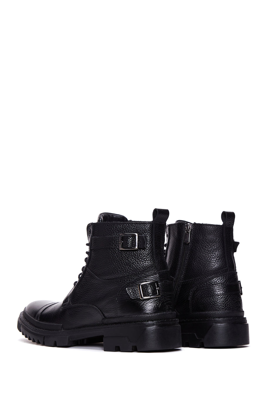 Men's Black Leather Zippered Boots