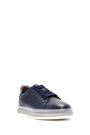 Men's Navy Blue Lace-Up Leather Sneaker | Derimod