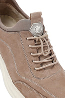 Erkek Vizon Bağcıklı Nubuk Deri Sneaker | Derimod